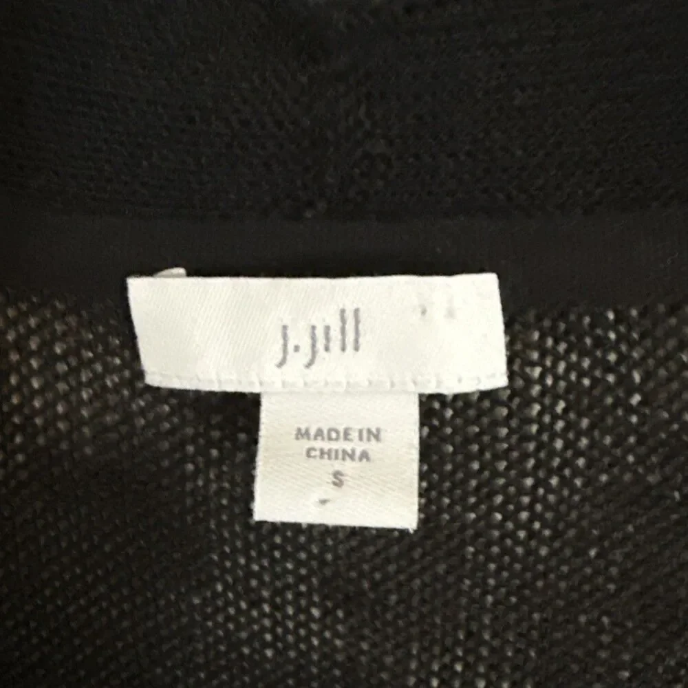 J Jill Linen Open Knit Duster Cardigan Womens Sz S Black Lightweight Lagenlook